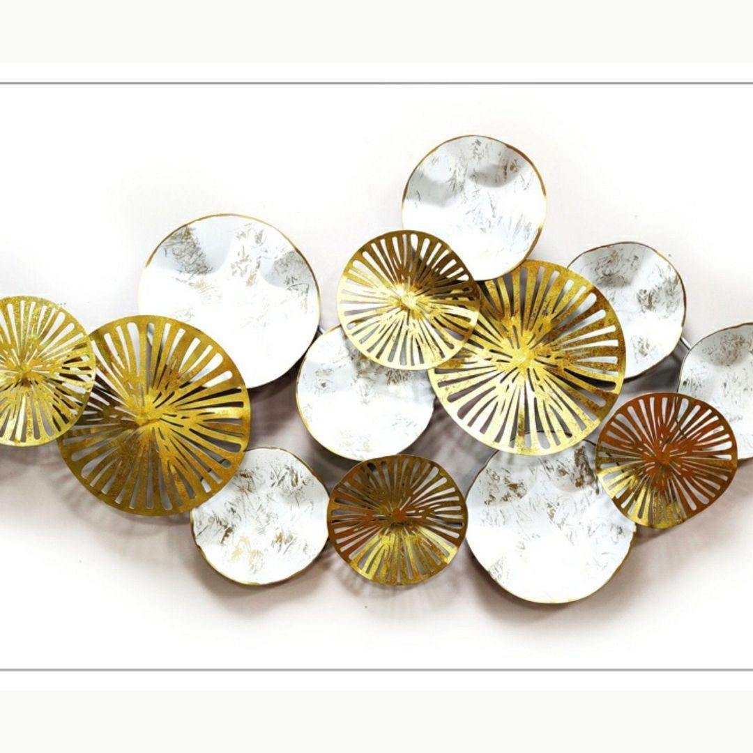 Metalkart special Golden white metal art (52 x 26 Inches)