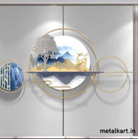 Metalkart Special Moonlight Staglit Glade Wall Art (59 x 22 Inches)