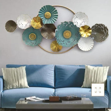 Metalkart Special Multicolor Circular Wall Art (48 x 23 Inches)