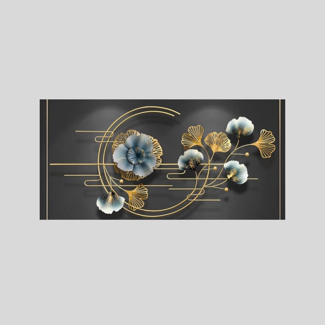Metalkart Special Musical Flower With Leaves Wall Art (48 x 24 Inches)