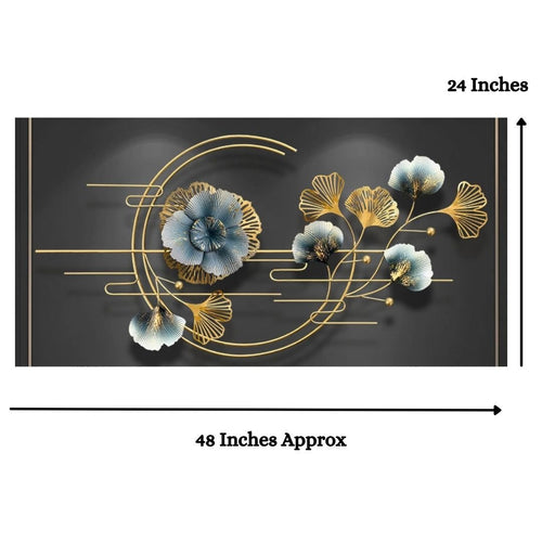 Metalkart Special Musical Flower With Leaves Wall Art (48 x 24 Inches)