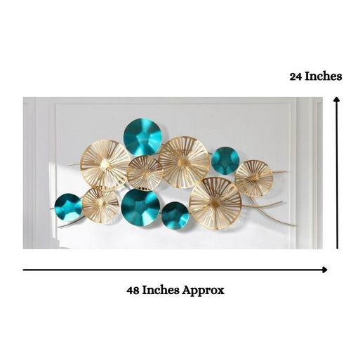 Metalkart Special Sparkling Golden Blue Abstract Wall Art (48 x 24 Inches)