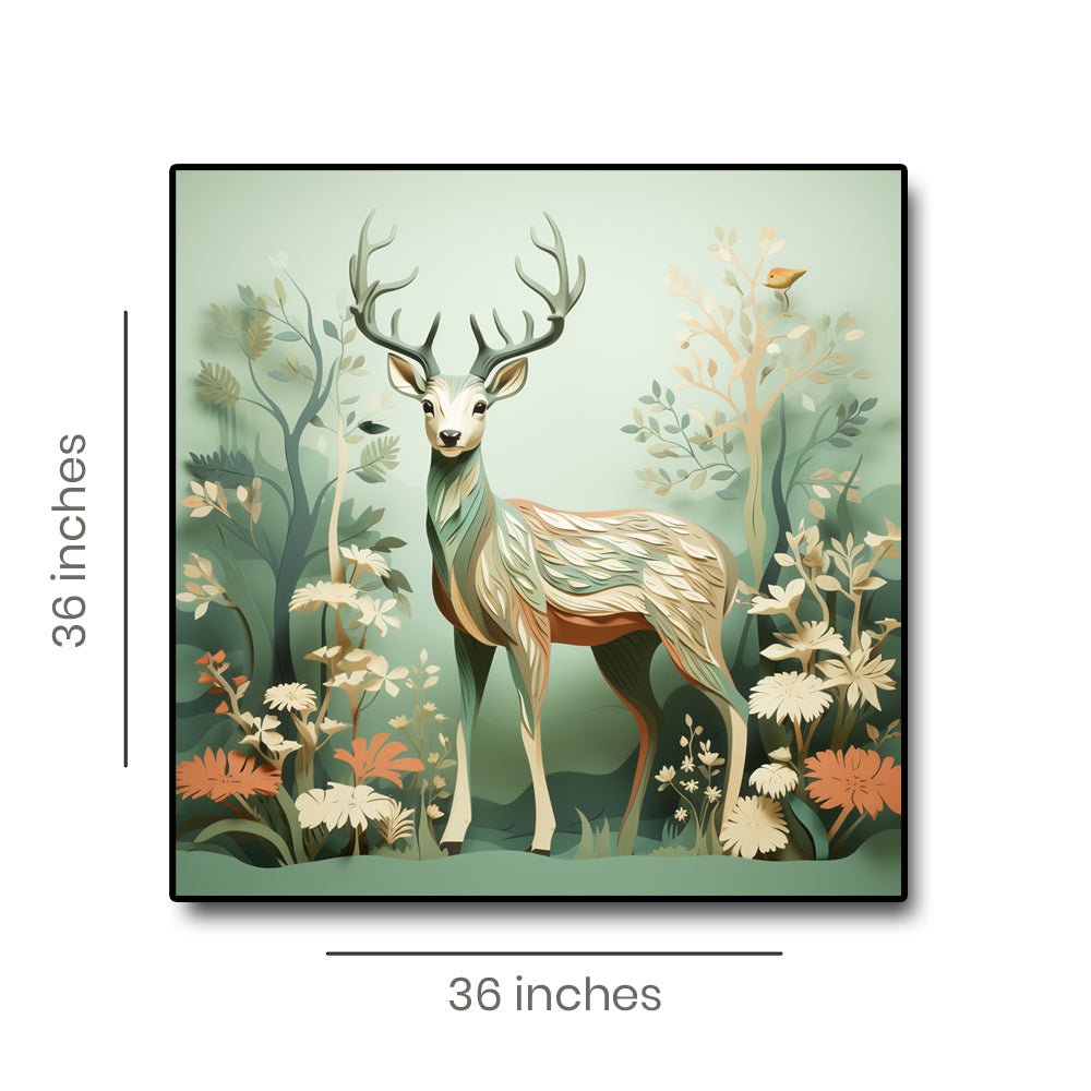 Metalkart Special The Golden Deer Canvas Wall Art (36 x 36 inches)