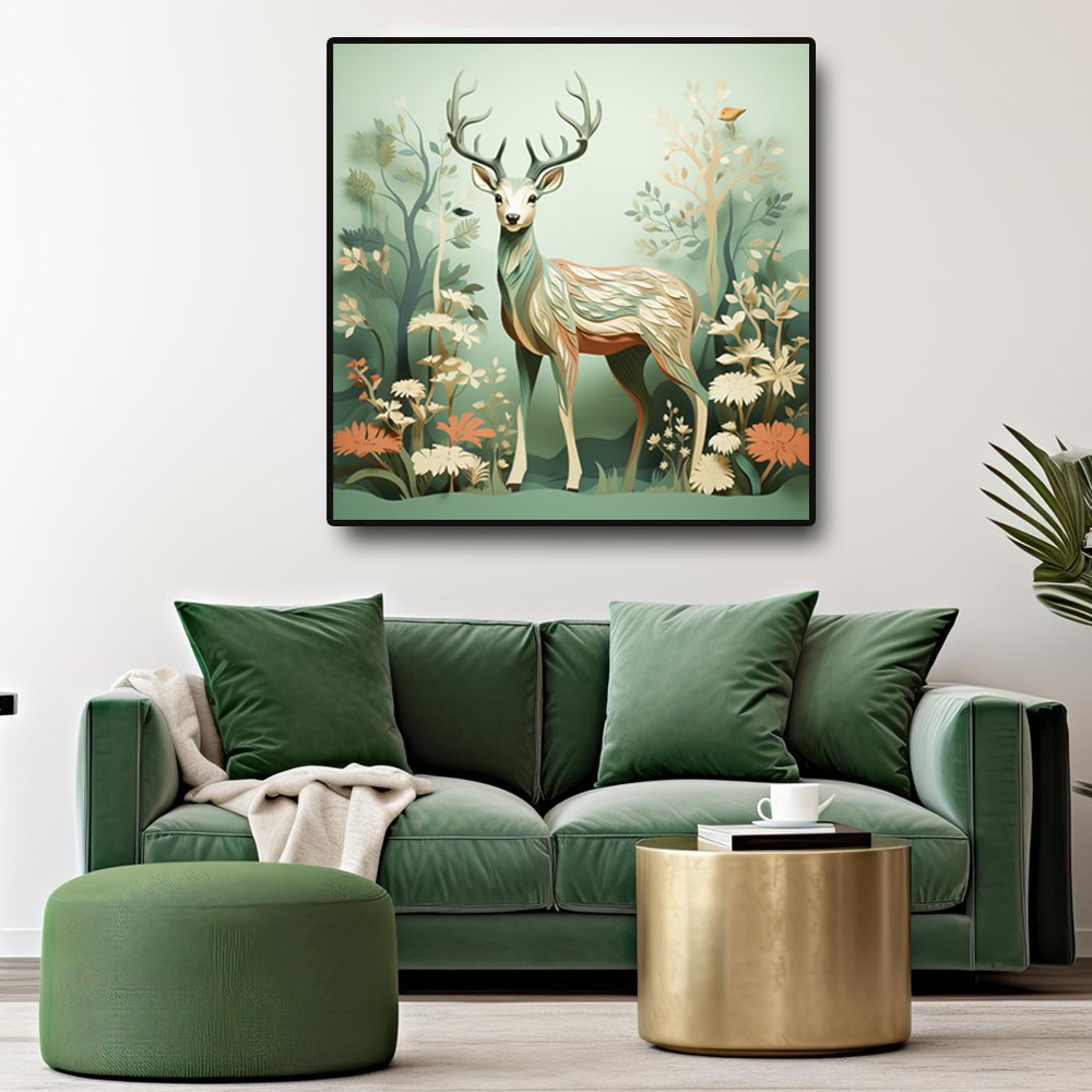 Metalkart Special The Golden Deer Canvas Wall Art (36 x 36 inches)