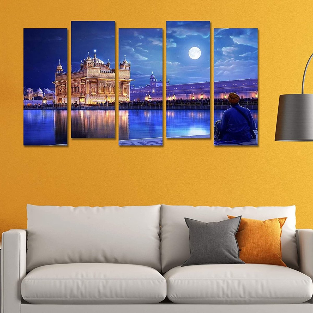 Metalkart Special Tranquility by Amrit Sarovar Wall Painting (Set of 5)