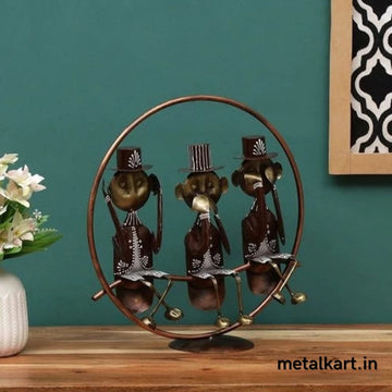Metalkart Special World of Gandhiji's Three Monkeys For Table top (17*6*17 Inches approx)