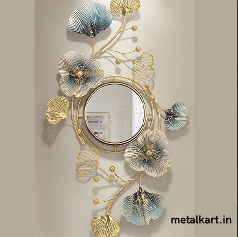 Metalkart Vertical flowery premium wall Mirror (22 x 40 Inches)
