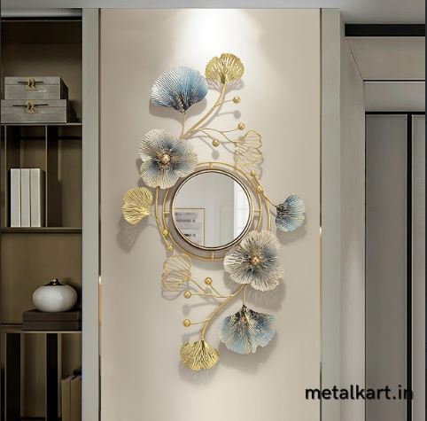 Metalkart Vertical flowery premium wall Mirror (22 x 40 Inches)