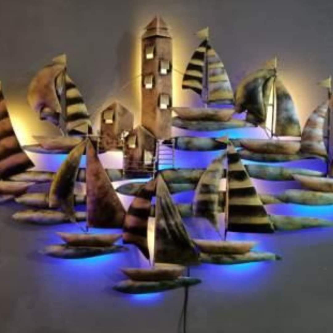 Metallic 8 Ship Tower (46 x 30 Inches)