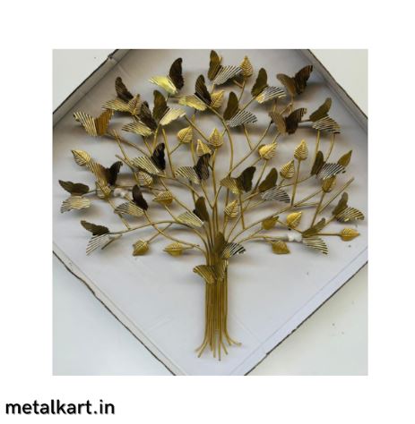 Metallic Blooming Branches, Butterfly Ballet Wall Art (31.5 x 30 Inches)