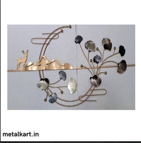 Metallic Crested Moon Deer Wall Art (59.5 x 28 Inches)