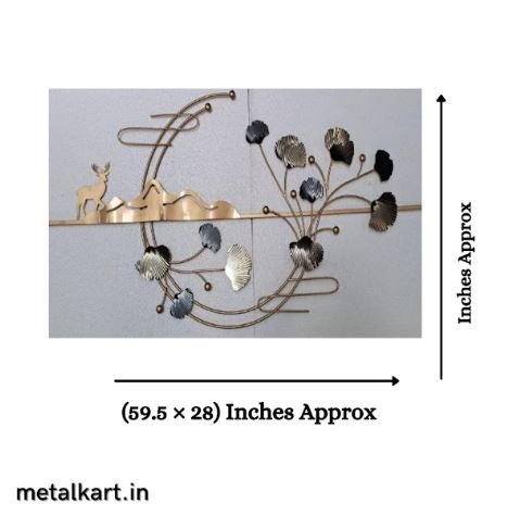 Metallic Crested Moon Deer Wall Art (59.5 x 28 Inches)