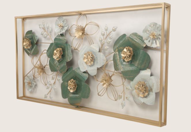 Metallic floral frame wall art (53 x 27 Inches)