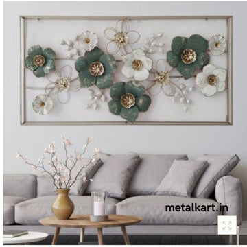 Metallic floral frame wall art (53 x 27 Inches)