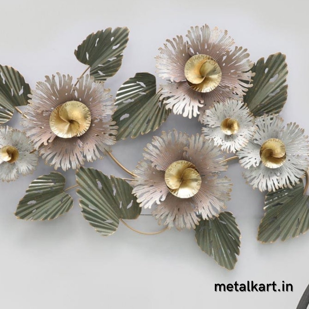 Metallic flower wall hangings art (48 x 23 Inches)