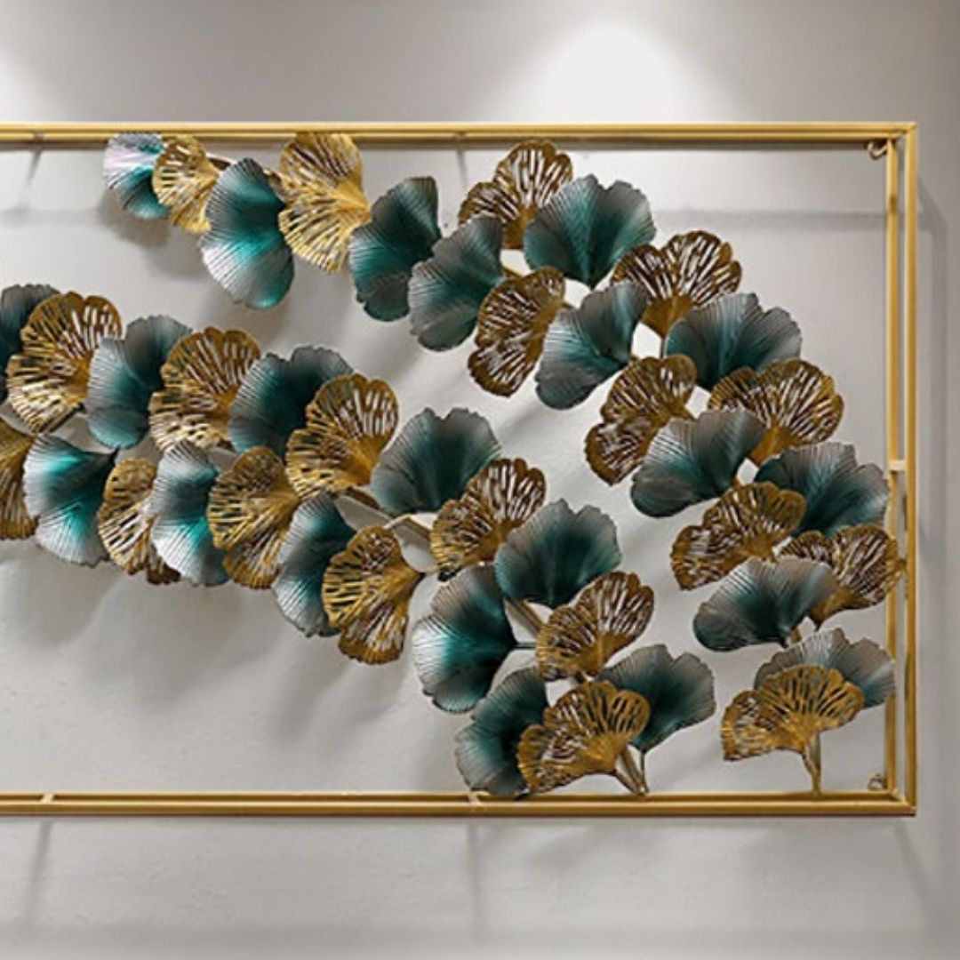 Metallic Framed Spreading Leaves Wall Art (48 x 24 Inches)