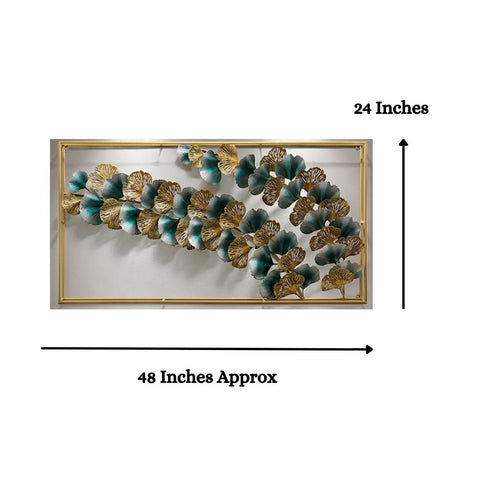 Metallic Framed Spreading Leaves Wall Art (48 x 24 Inches)
