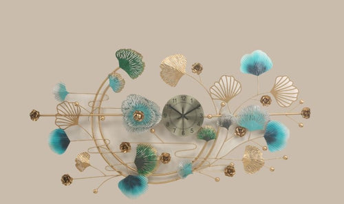 Metallic half moon designer wall clock (48 x 25 Inches)