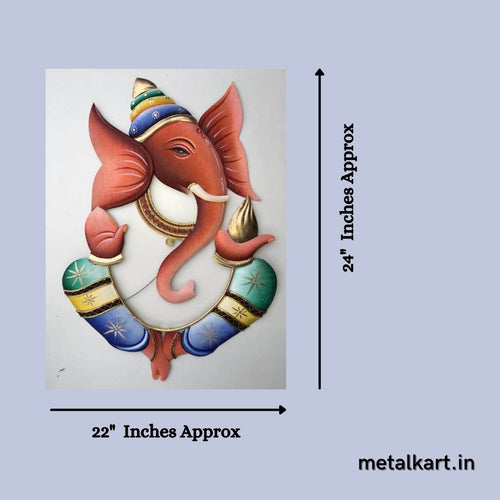 Metallic Jire top Ganesha Wall sculpture (24 x 22 Inches)