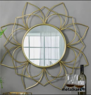 Metallic Lotus Mirror (24 x 24 Inches)
