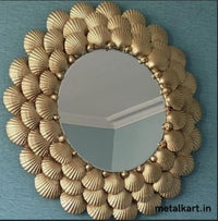 Thumbnail for Metallic Oval lined leaf mirror (26 x 26 Inches)