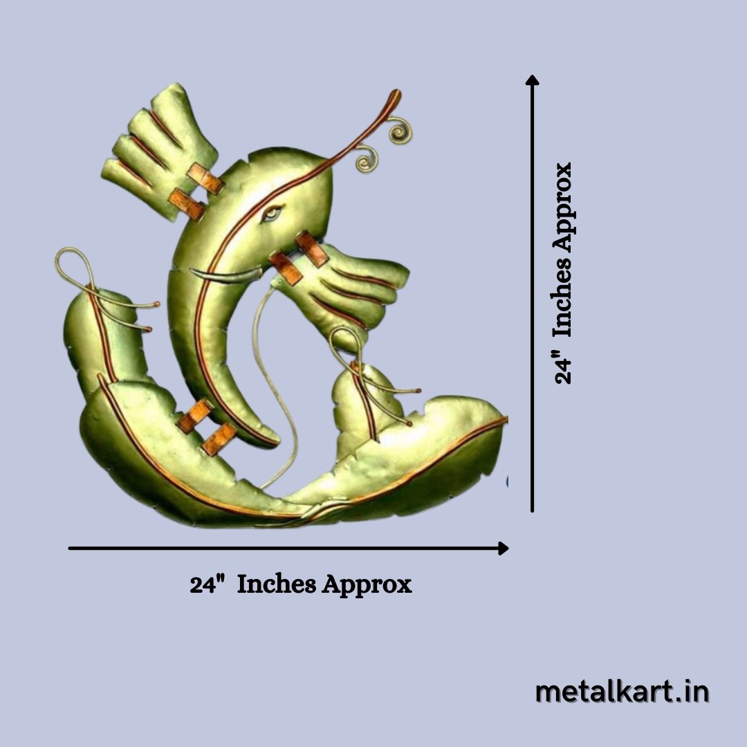 Metallic Parn Ganesh (24 x 24 Inches)