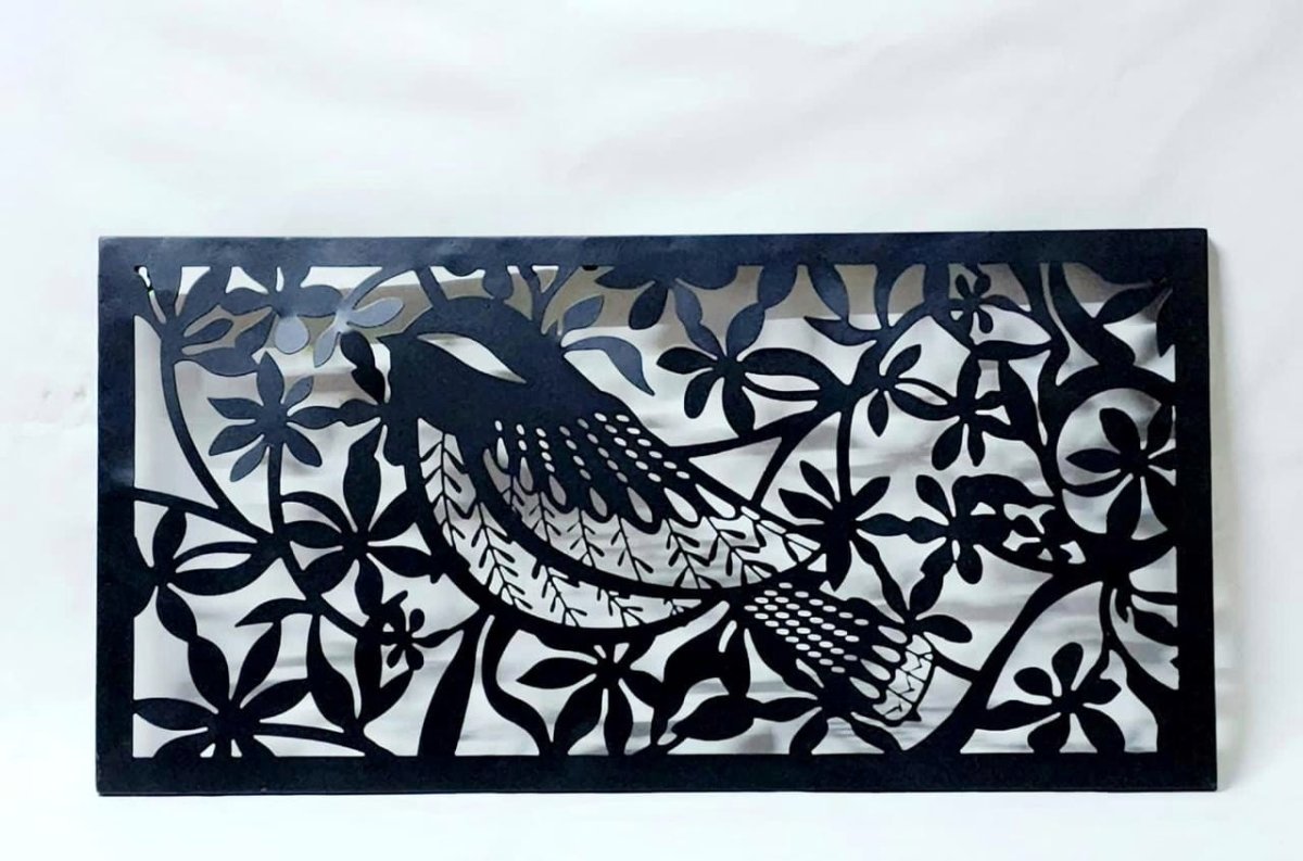 Metallic Perching Bird Wall Sculpture