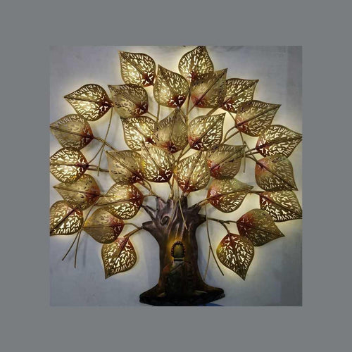 Metallic Pipal tree with Buddha ( 30x2x30 Inches)