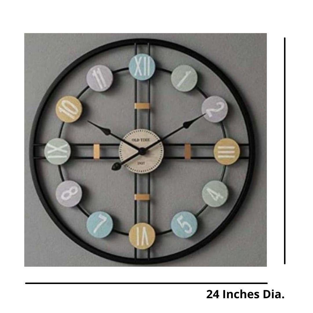 Metallic Roman numeric black circle wall clock (Dia 24 Inches)
