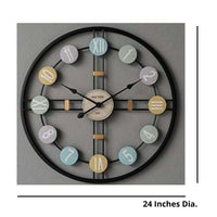Thumbnail for Metallic Roman numeric black circle wall clock (Dia 24 Inches)
