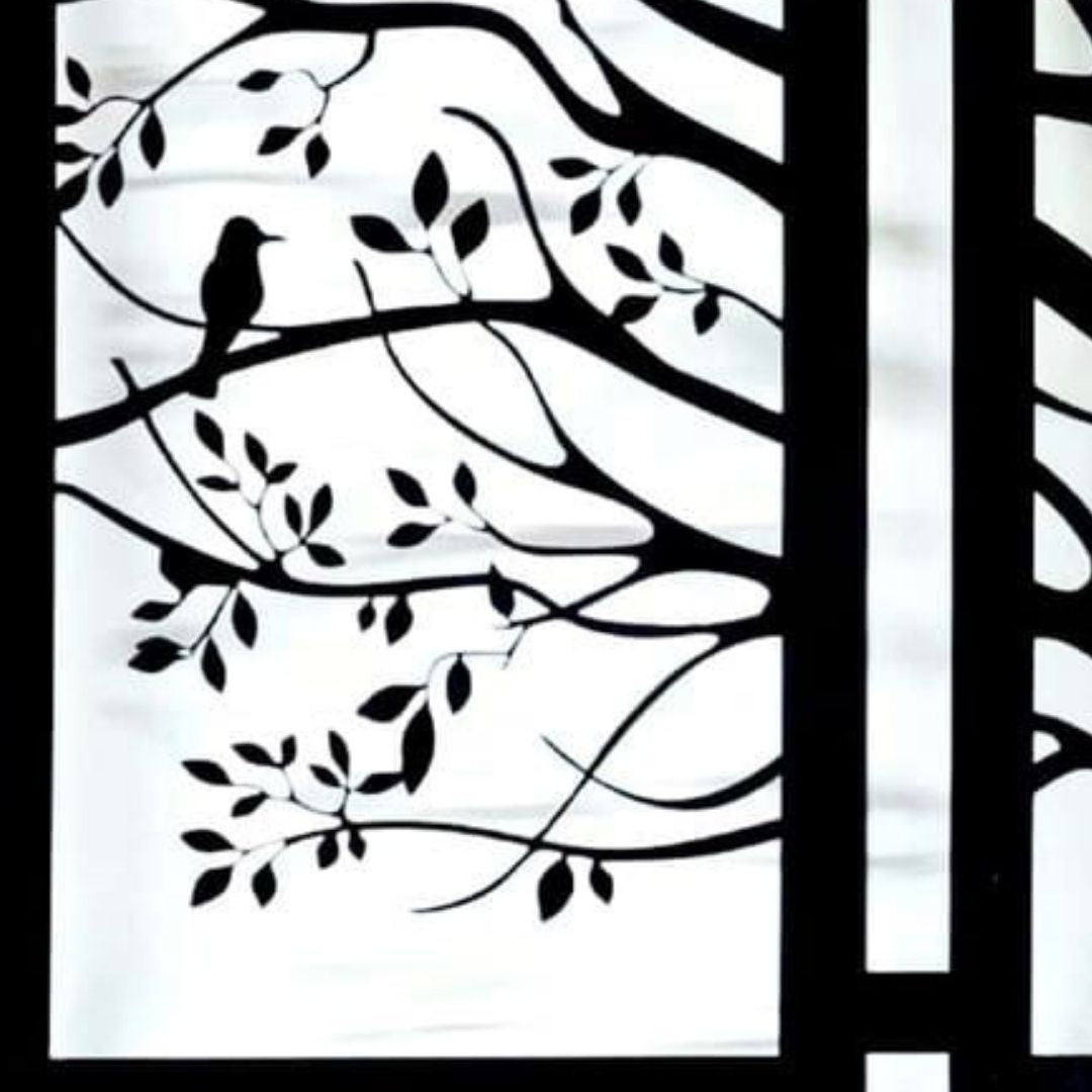 Metallic Shady tree with Birds wall design