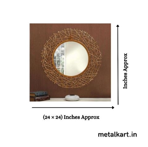Metallic Thatched Circular Mirror (24 x 24 Inches)