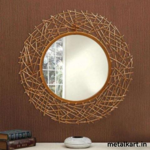 Metallic Thatched Circular Mirror (24 x 24 Inches)