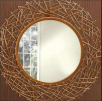 Thumbnail for Metallic Thatched Circular Mirror (24 x 24 Inches)