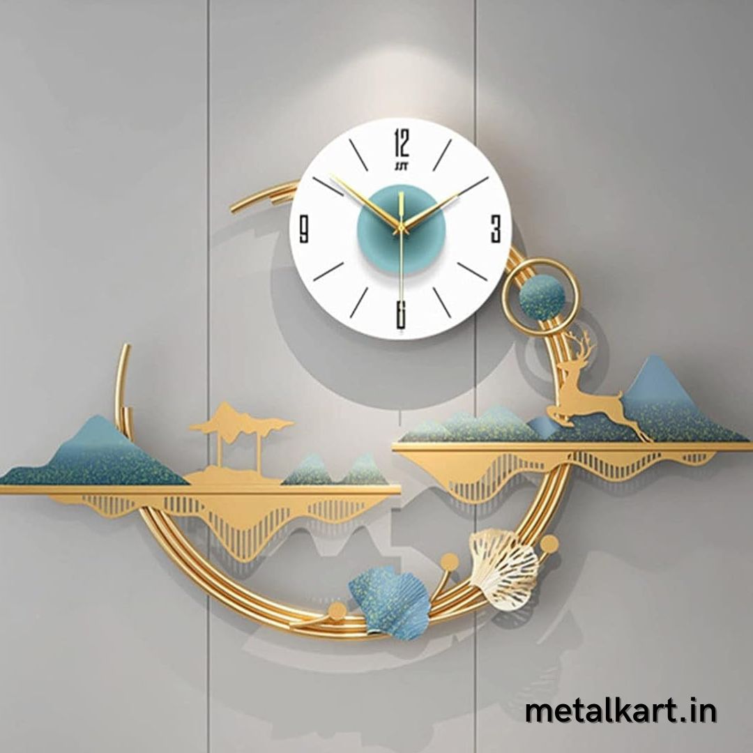 Metallic TIme in Motion Deer Wall Clock (36 x 32 Inches)