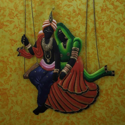 Metallic Wall Art Radha Krishna Jhoola (22 x 28 Inches)