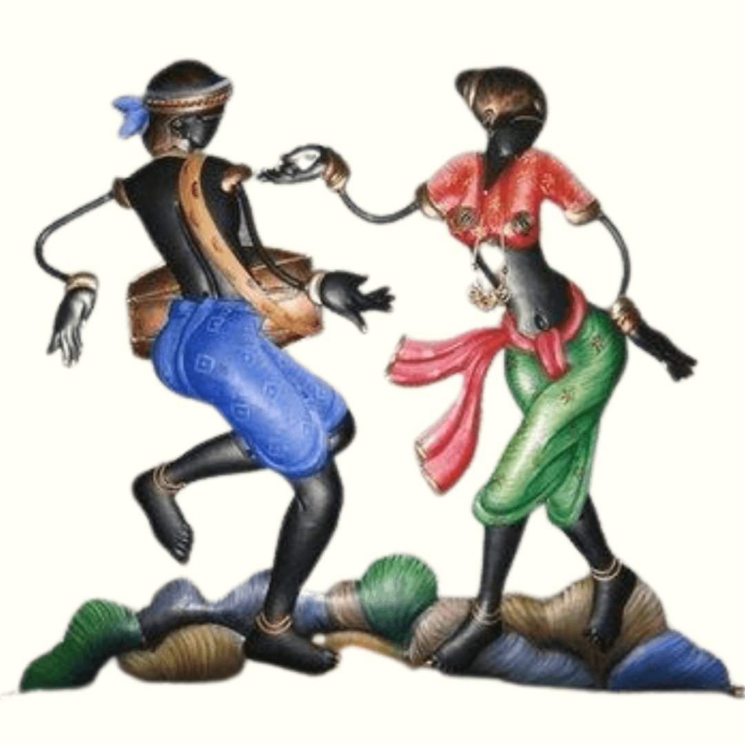 Metallic Wall Art Tribal Dance couple (26 * 22 Inches)