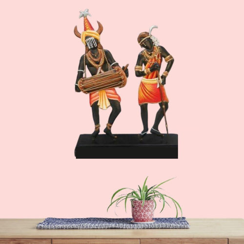 Metallic Wall Art Tribal dancers (10 * 10 Inches)