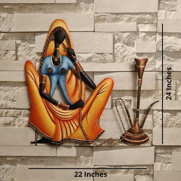 Metallic Wall Art Village life - Hukka (24 * 22 Inches)