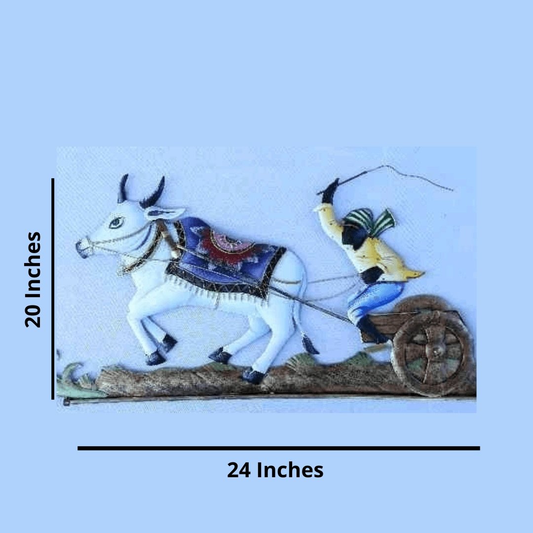 Mettalic Wall Art Bull Race (24 * 20 Inches)