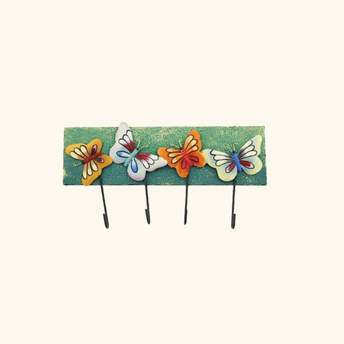 Mettalic Wall Art Butterfly Key Holder (10 * 6 Inches)