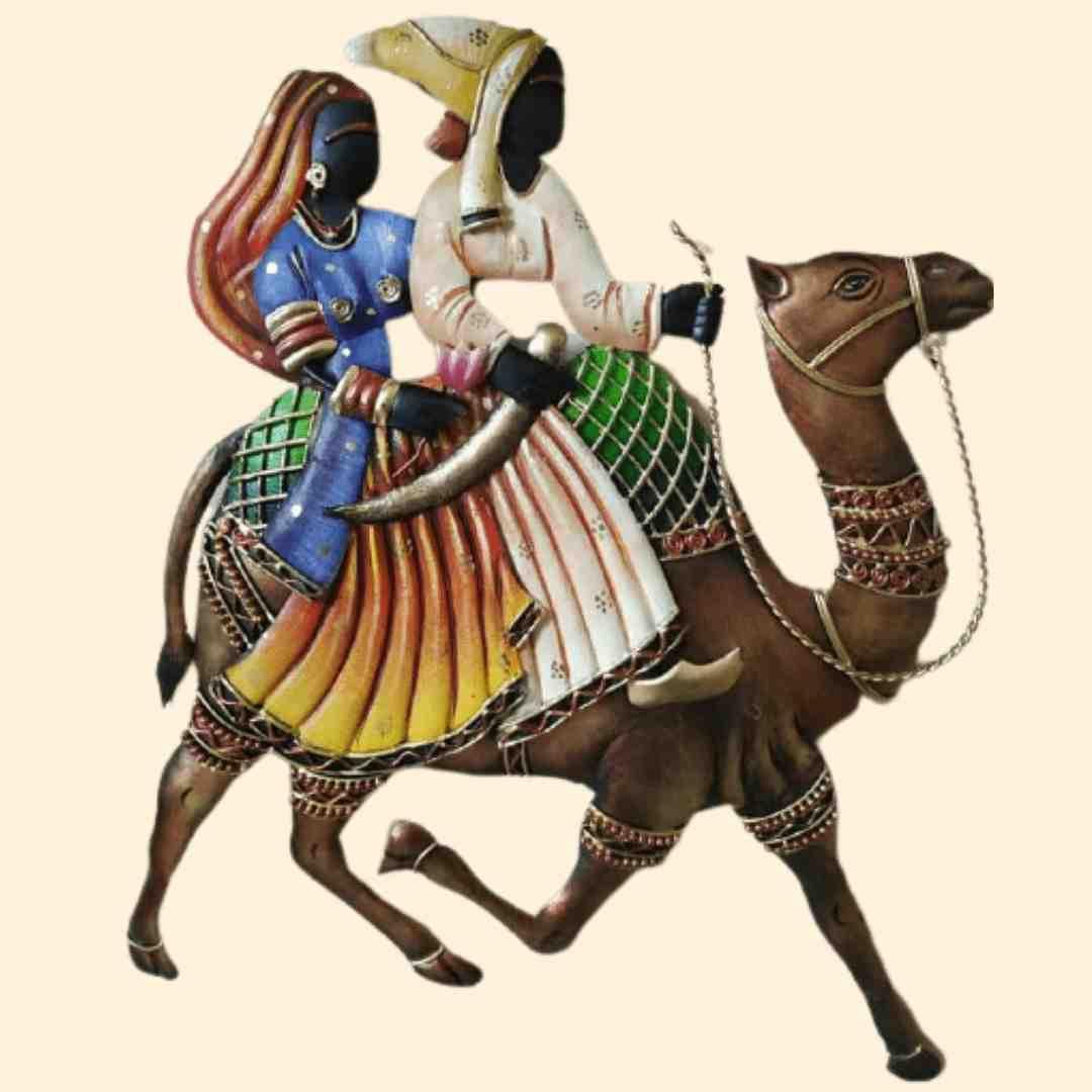 Mettalic Wall Art Camel Ride to Home (24 * 22 Inches)