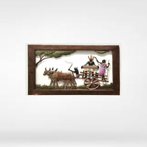 Mettalic Wall Art Joyous Village life (26 * 15 Inches)
