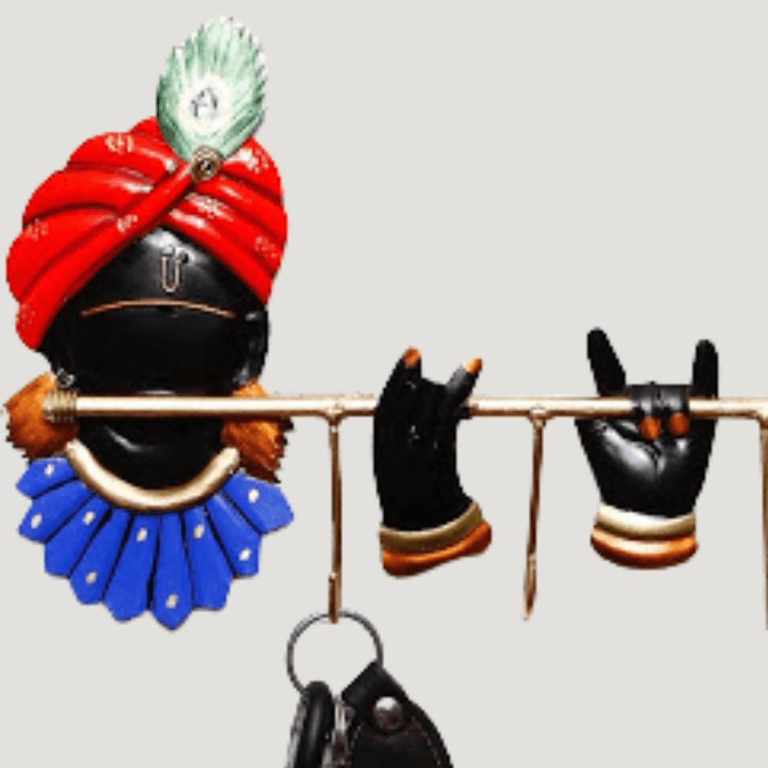 Mettalic Wall Art Krishna Key holder (10 * 6 Inches)