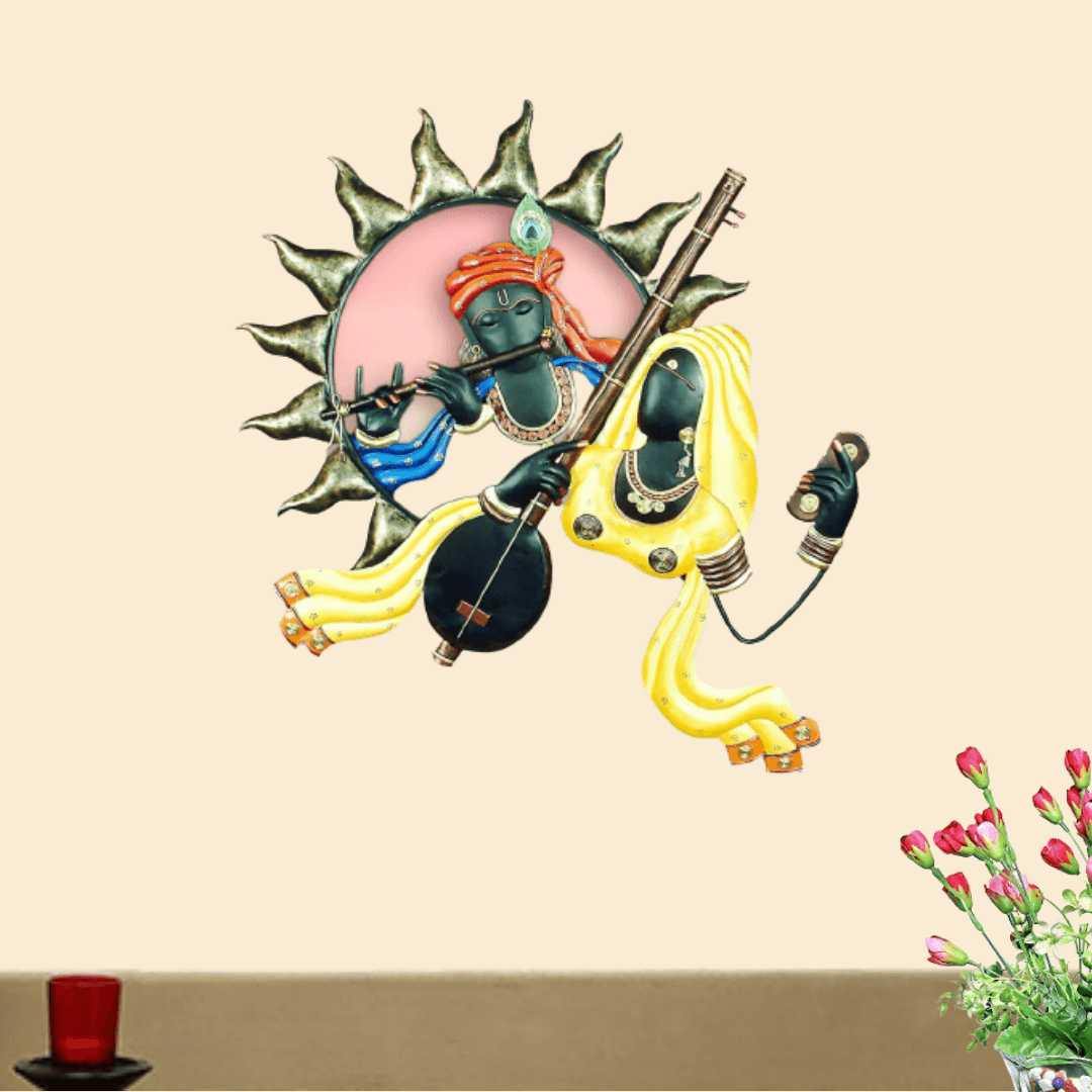 Mettalic Wall Art Meera ke Krishna (24 * 24 Inches)
