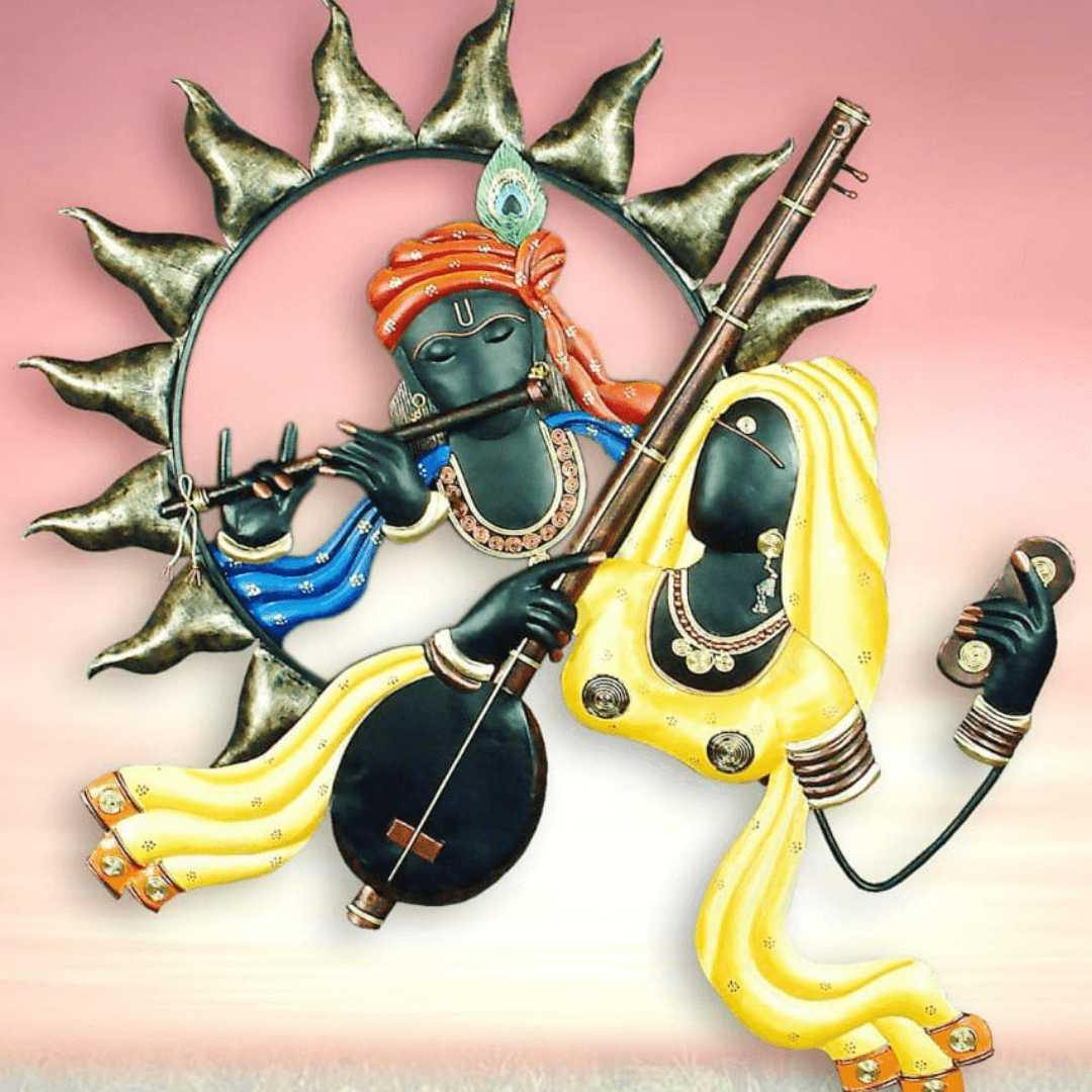 Mettalic Wall Art Meera ke Krishna (24 * 24 Inches)