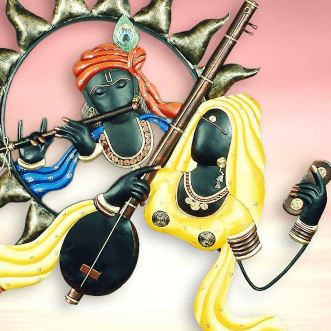 Mettalic Wall Art Meera ke Krishna (24 * 24 Inches)