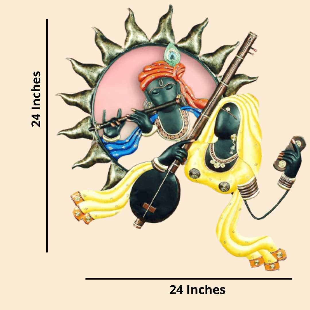 Mettalic Wall Art Meera ke Krishna (24 * 24 Inches)