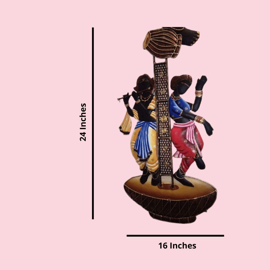 Mettalic Wall Art Nritya Radha Krishna (24 * 16 Inches)