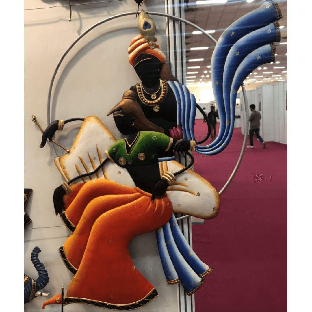 Mettalic Wall Art Radha krishna Chintan (30 * 24 Inches)